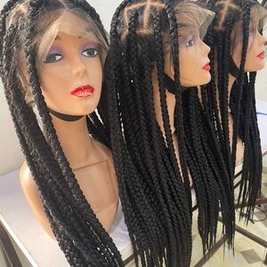 Big Box Braid Wig with 360 Full Lace  Cap -Black
